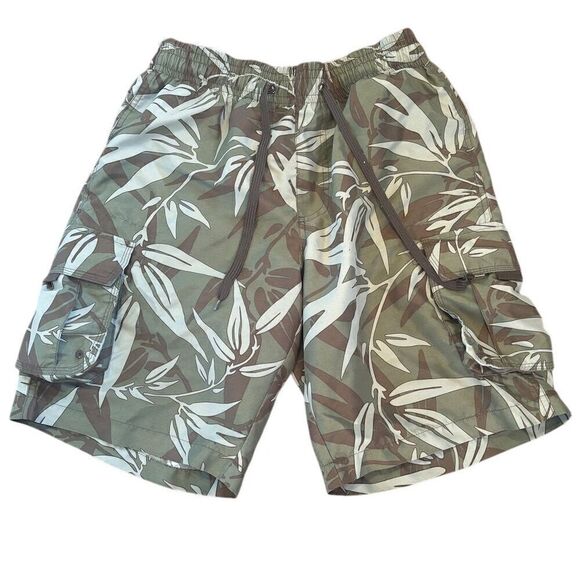 Island Shores Men's Camouflage Swim Trunks Green Size S - Picture 2 of 7